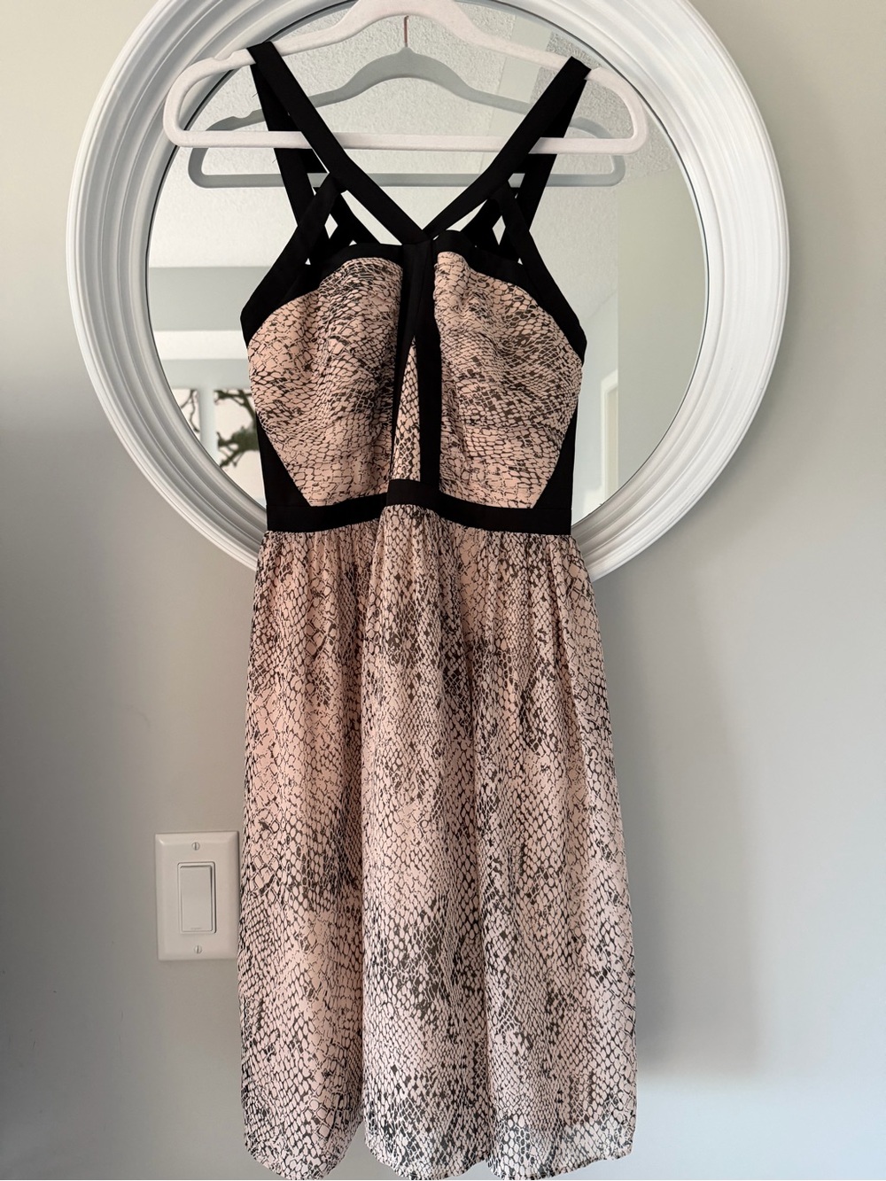 Coast London Carmelina Bandeau Blush Snakeskin Strappy Dress NWT